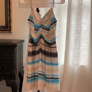 Elegant Blue and White Striped Dress